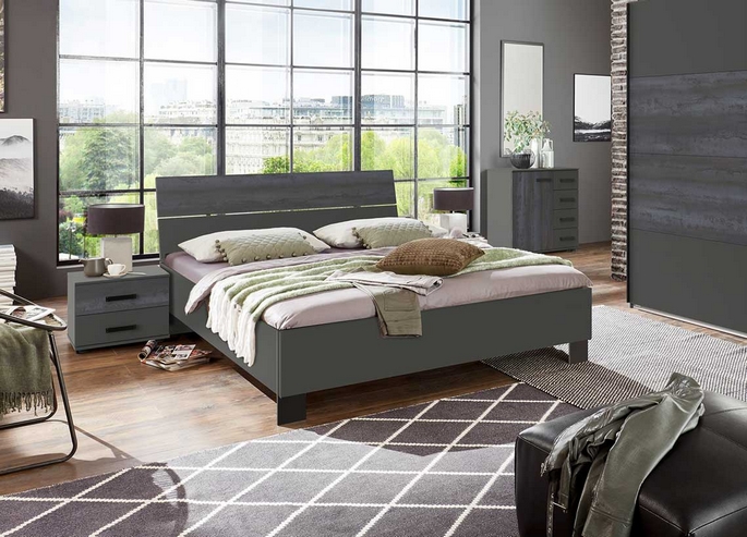 Lit adulte moderne coloris graphite